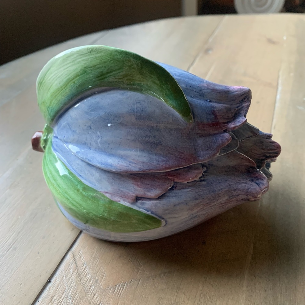 Hand-painted Vietri Italian Flowerbud  Trinket Container  Made in Italy